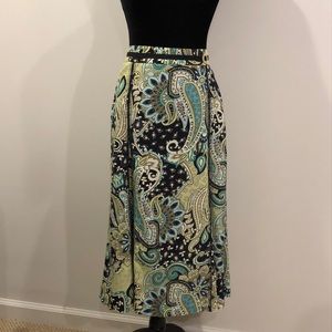 Paisley/floral skirt of greens/blues